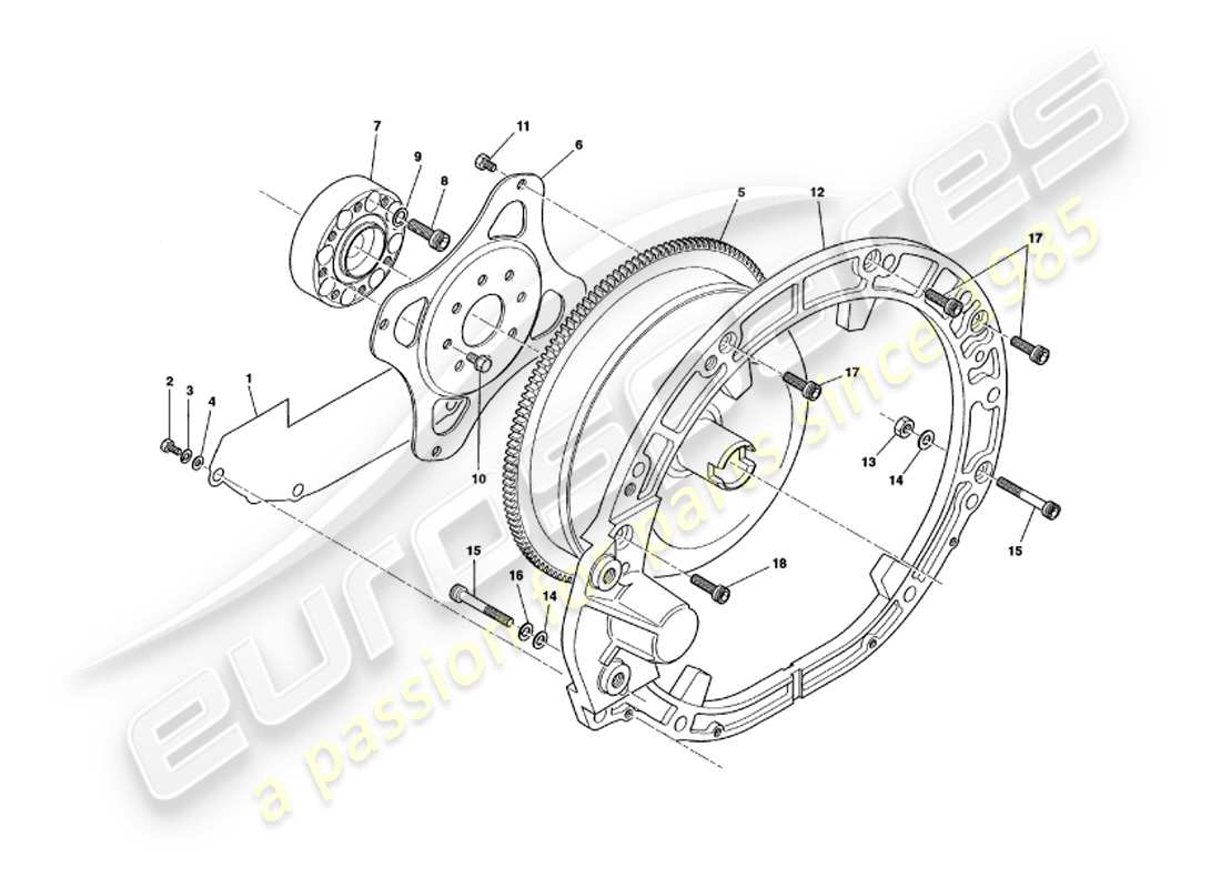aston martin v8 volante (1997) diagrama de piezas del convertidor de par