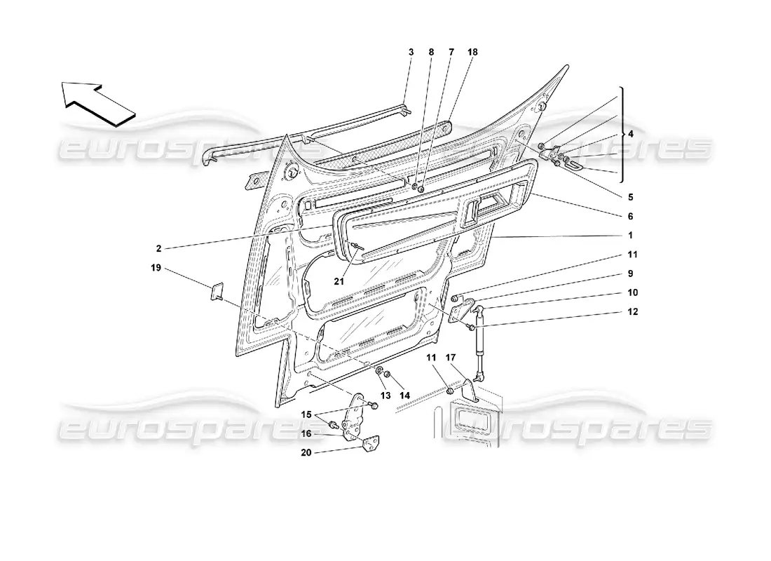 ferrari 355 (2.7 motronic) capucha delantera diagrama de piezas
