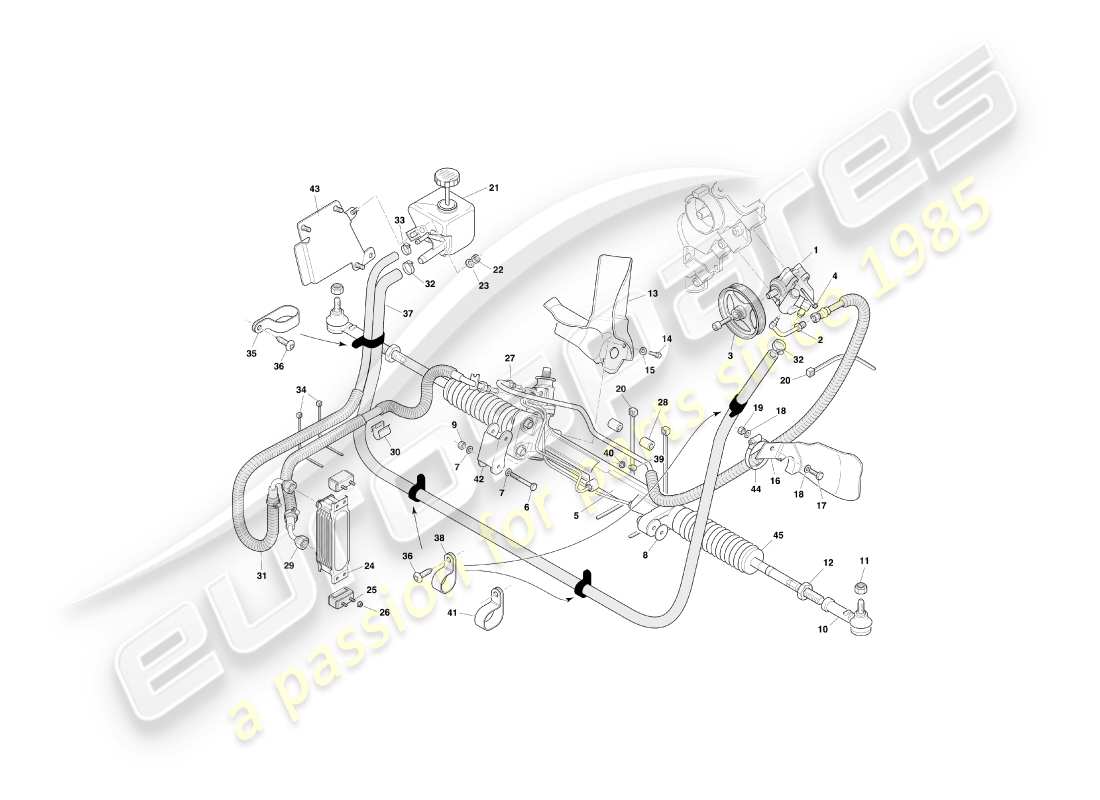 aston martin db7 vantage (2004) diagrama de piezas de la dirección asistida