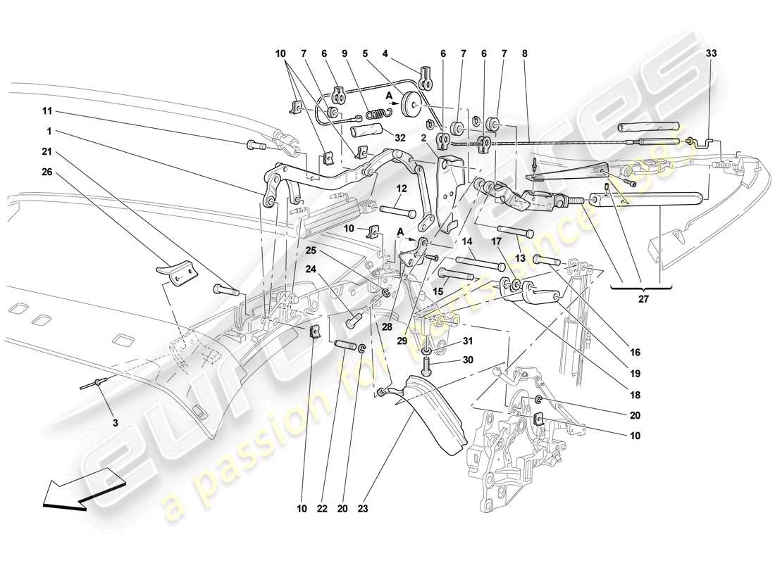 ferrari f430 scuderia (rhd) roof kinematics - upper part part diagram