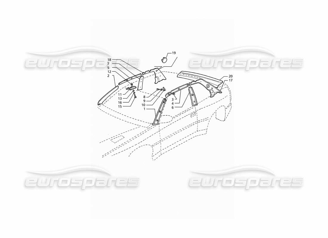 maserati ghibli 2.8 gt (variante) adornos interiores: pilares diagrama de piezas