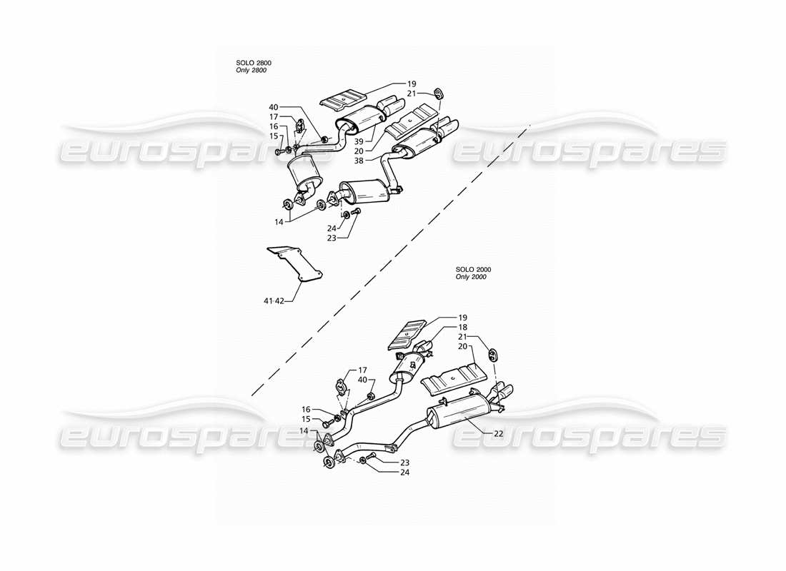 maserati ghibli 2.8 gt (variante) sistema de escape trasero diagrama de piezas