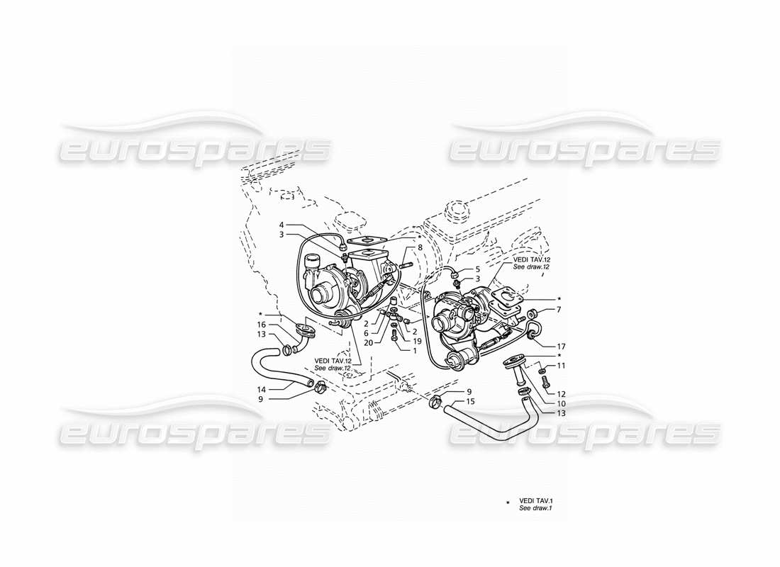 maserati ghibli 2.8 gt (variante) lubricación de turbosopladores diagrama de piezas
