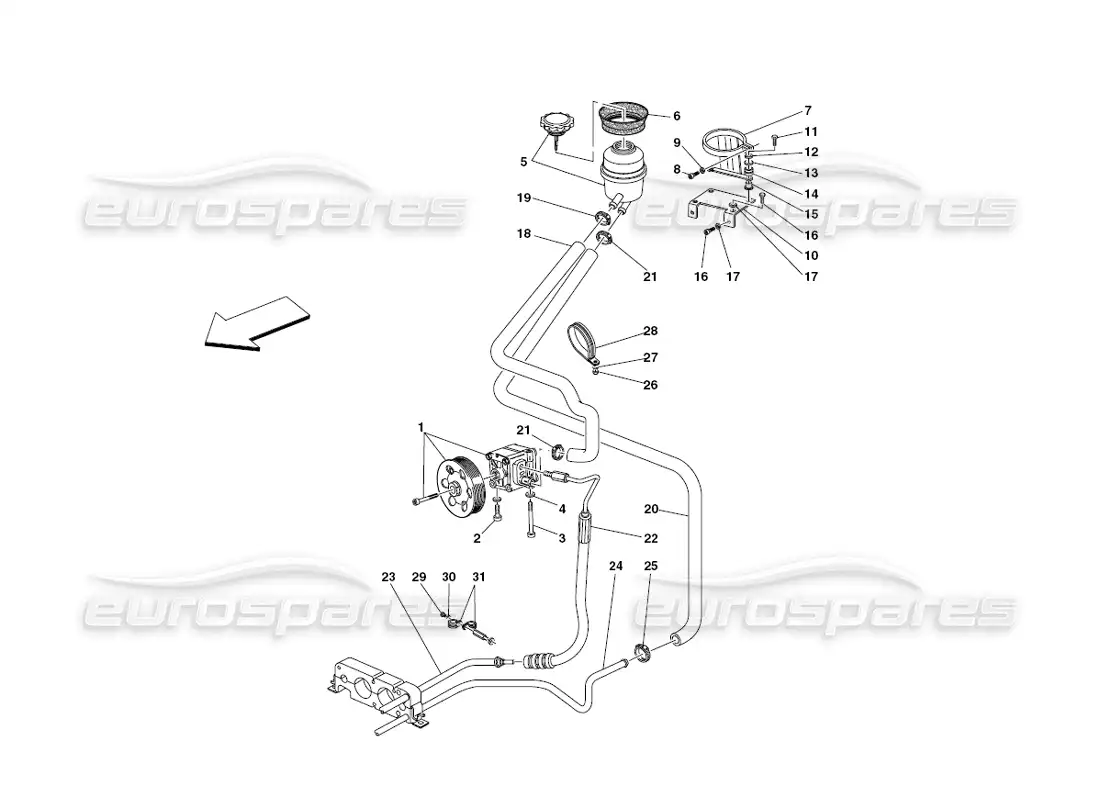 ferrari 430 challenge (2006) hydraulic steering pump and tank diagrama de piezas