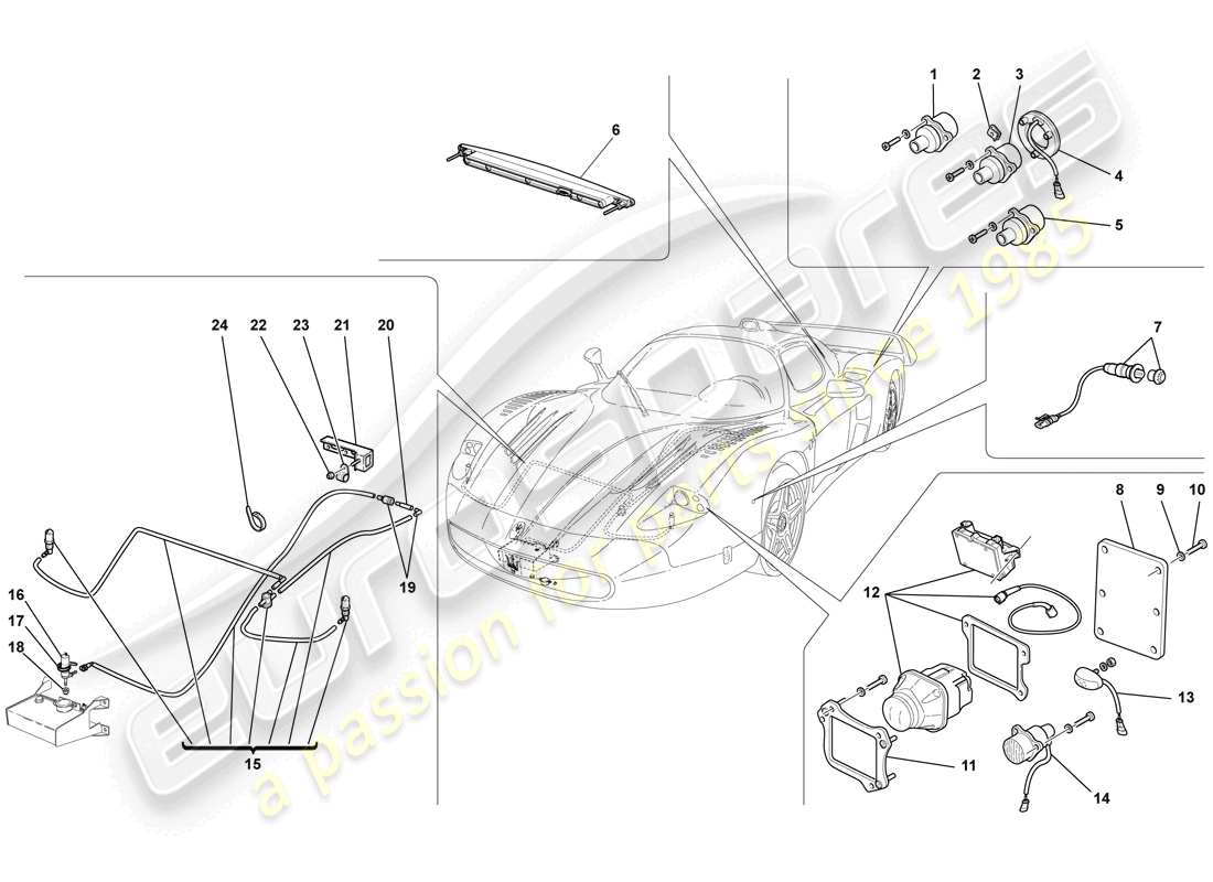 maserati mc12 luces delanteras y traseras diagrama de piezas