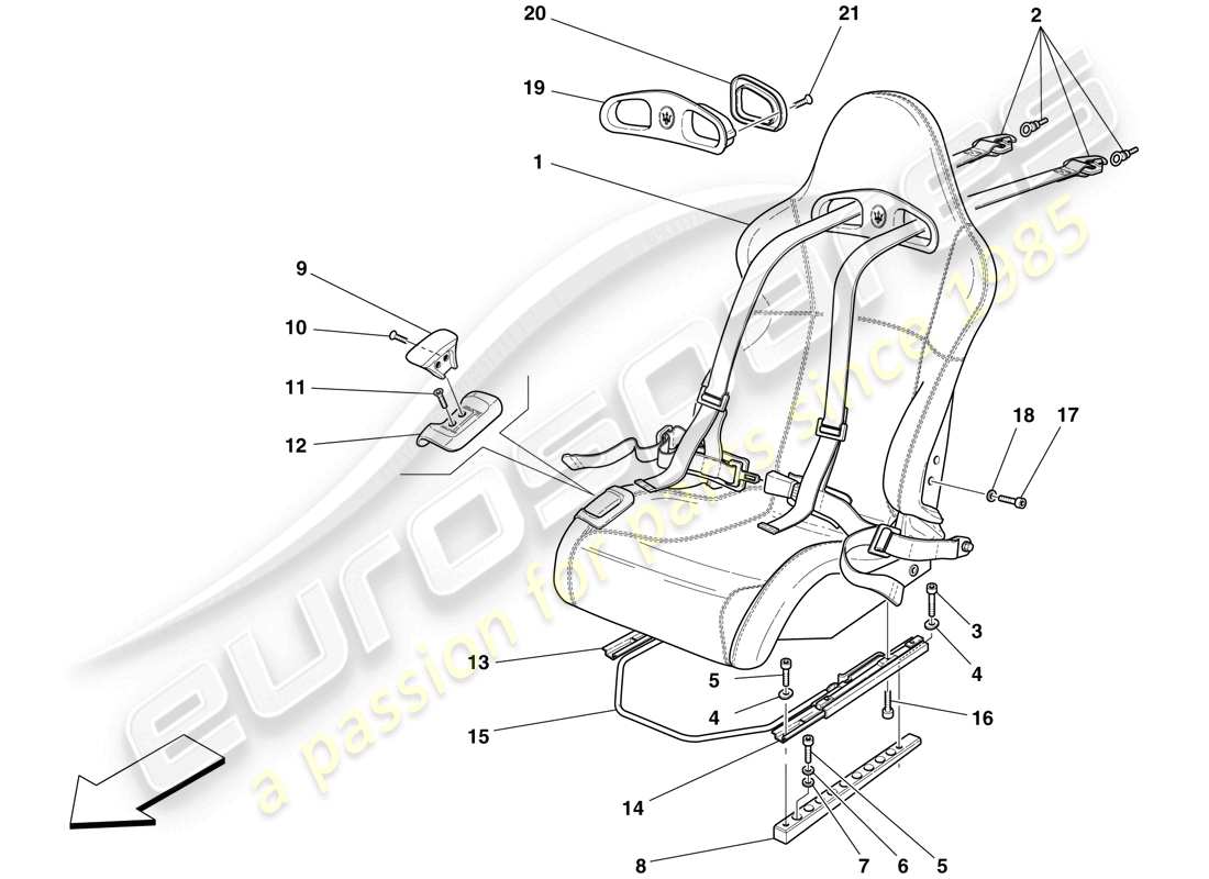 maserati mc12 cinturones de seguridad y de asiento diagrama de piezas