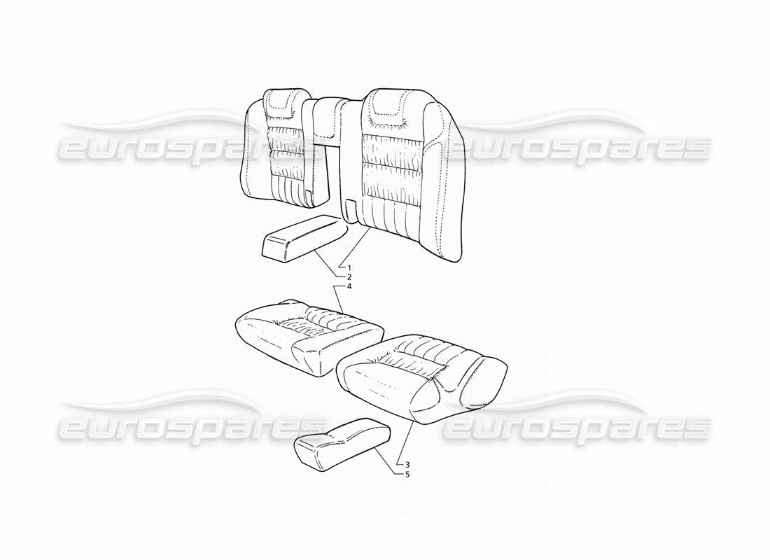 maserati qtp v8 (1998) diagrama de piezas de tapicería del asiento trasero