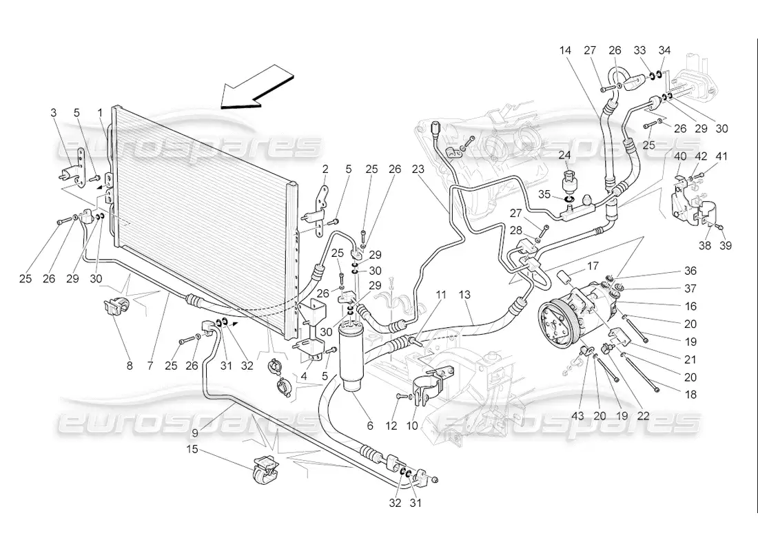 maserati qtp. (2006) 4.2 f1 unidad a c: dispositivos del compartimiento del motor diagrama de piezas