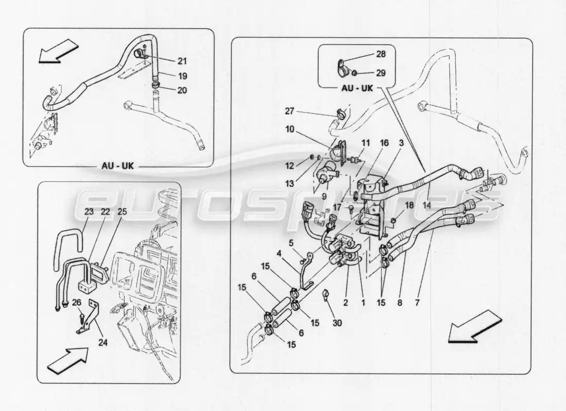 maserati granturismo special edition unidad a c: dispositivos del compartimiento del motor diagrama de piezas