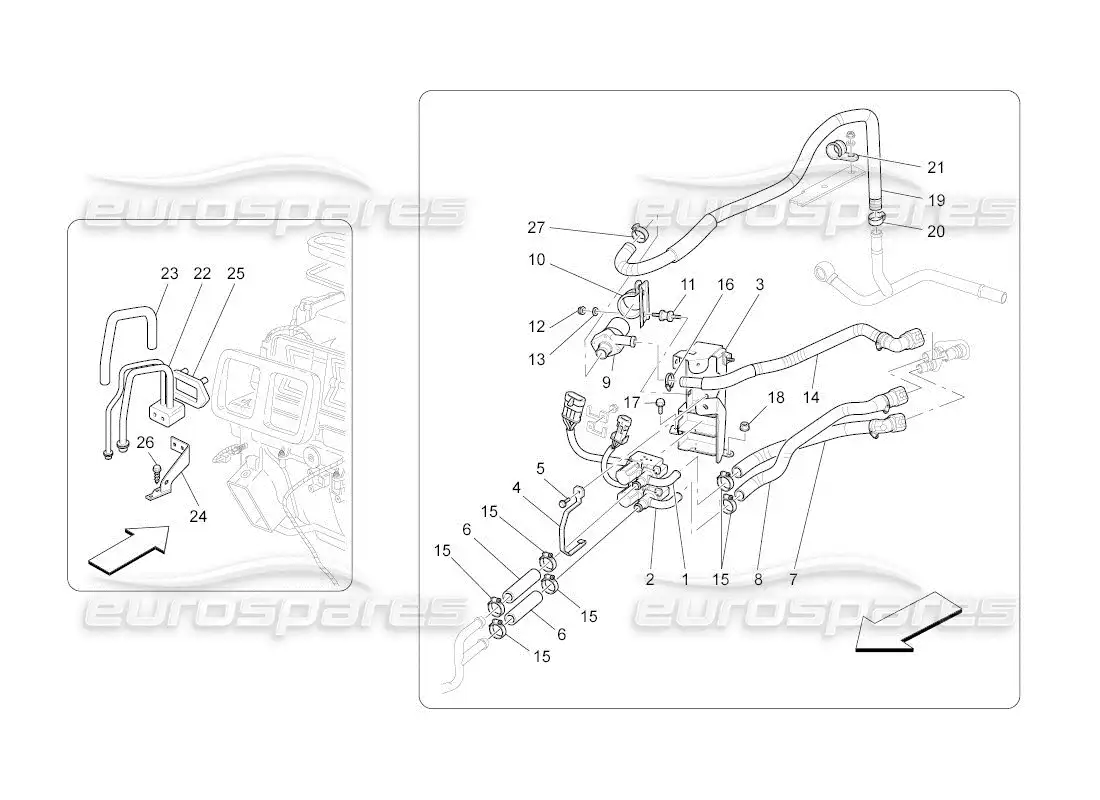 maserati qtp. (2011) 4.2 auto unidad a c: diagrama de piezas de los dispositivos del compartimento del motor