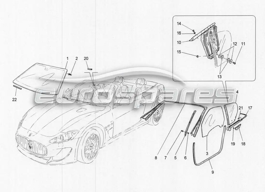 maserati grancabrio mc centenario windows y windowstrips diagrama de piezas
