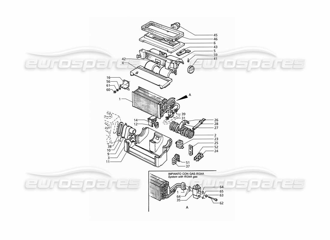 maserati qtp v8 (1998) diagrama de piezas del conjunto de aire acondicionado automático (lhd)