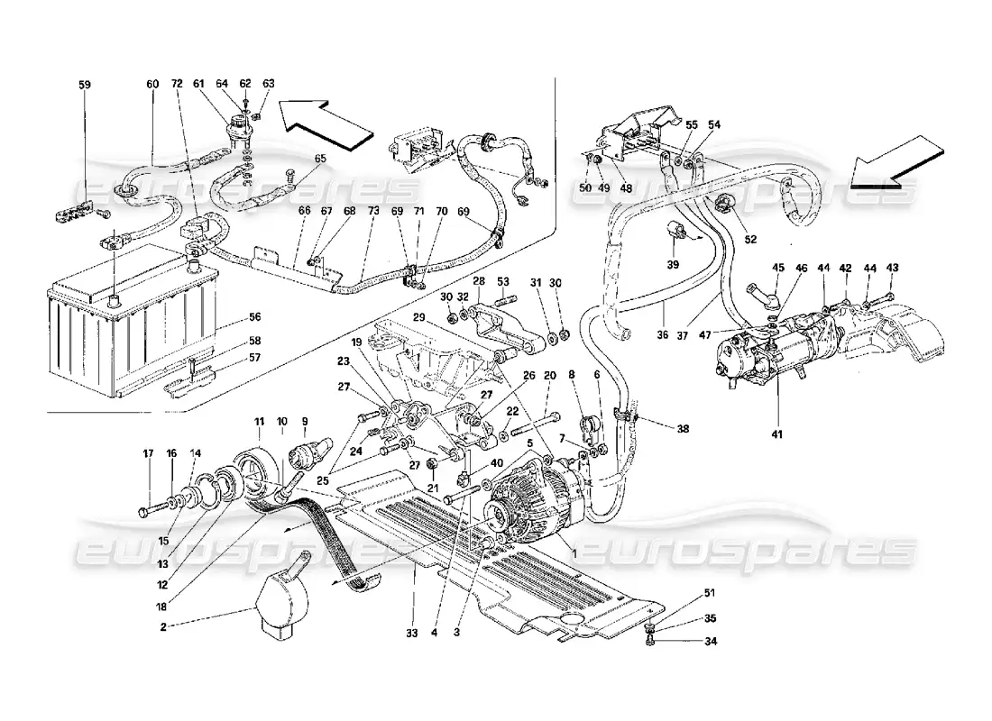 ferrari 348 (2.7 motronic) generador de corriente - motor de arranque diagrama de piezas