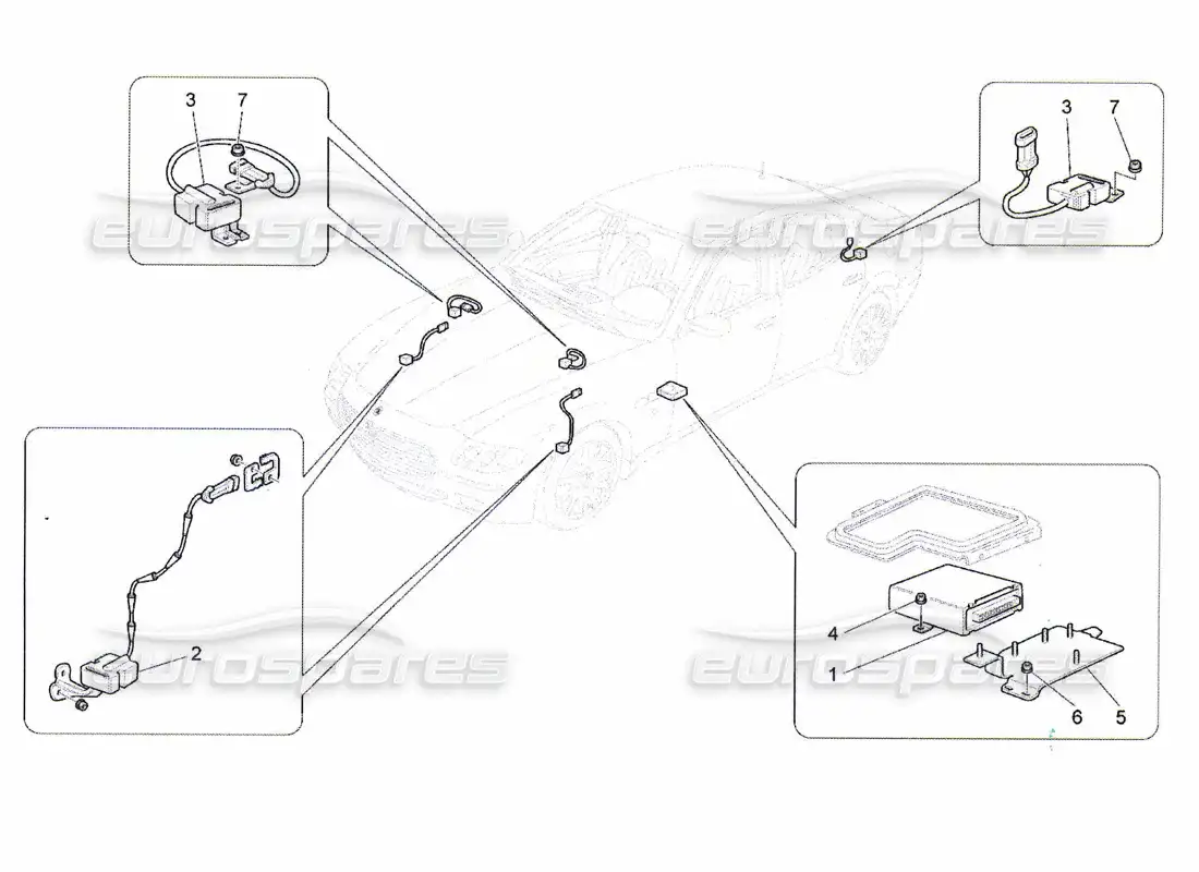 maserati qtp. (2010) 4.7 control electrónico (suspensión) diagrama de piezas