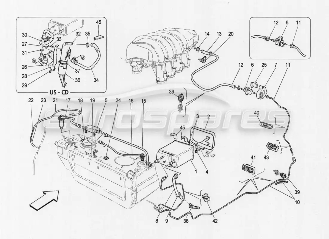 maserati granturismo special edition fuel vapour recirculation system diagrama de piezas