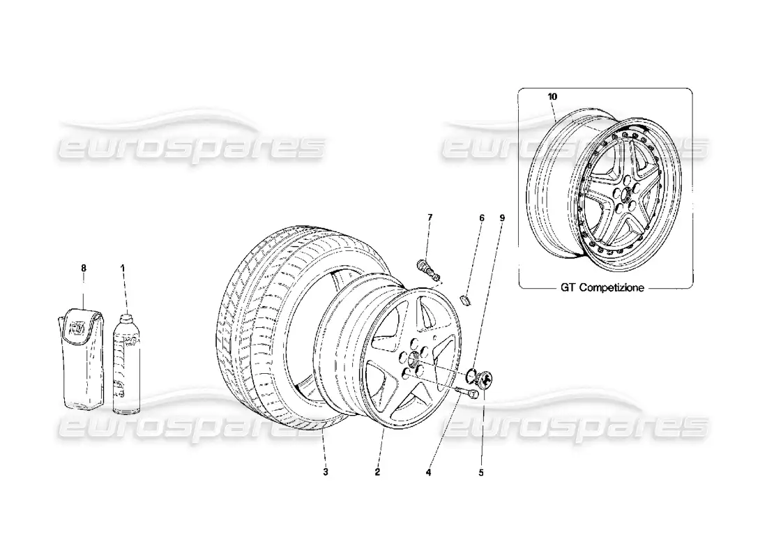 ferrari 348 (2.7 motronic) ruedas diagrama de piezas
