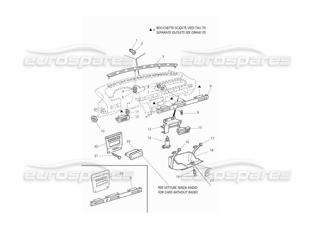 maserati qtp v8 evoluzione panel de control: componentes diagrama de piezas