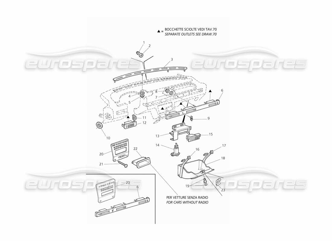 maserati qtp v6 evoluzione panel de control: componentes diagrama de piezas