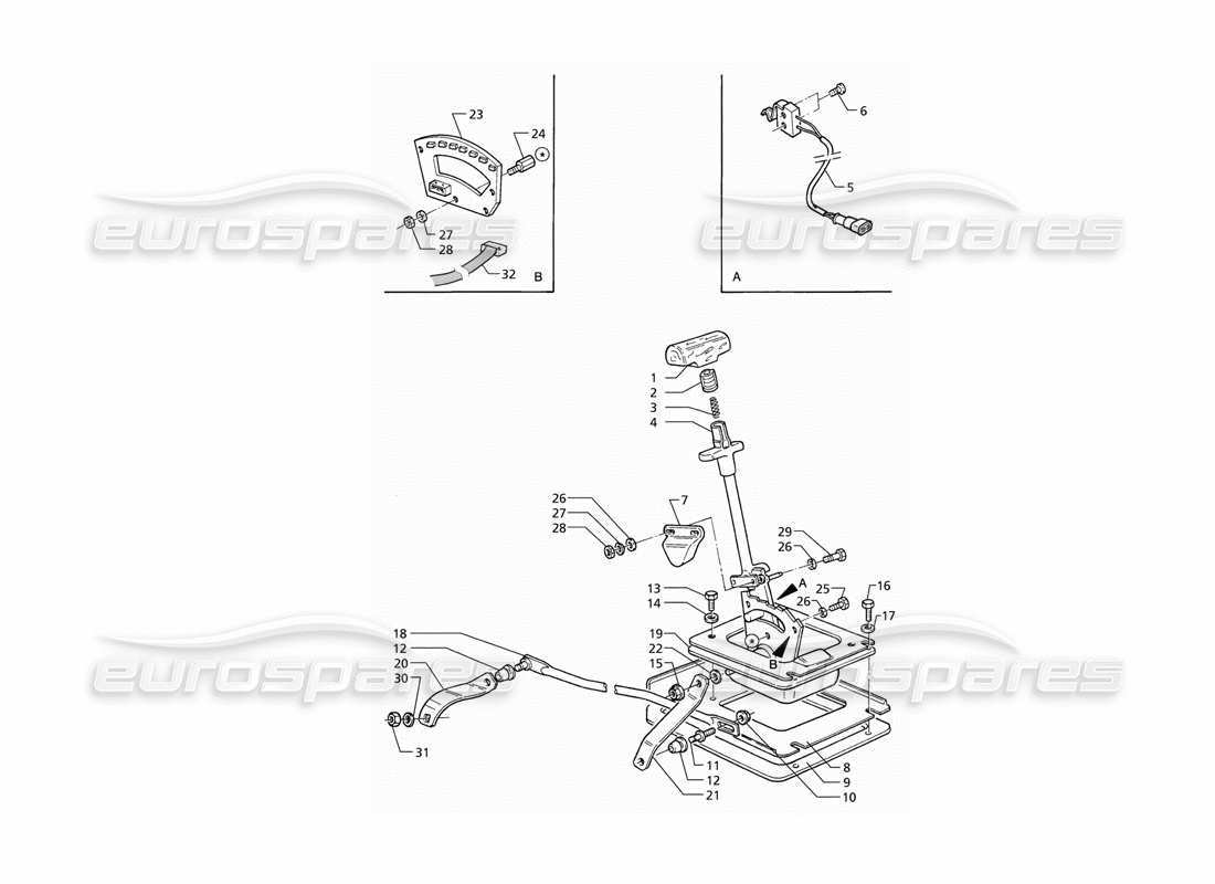 maserati qtp v6 (1996) automatic transmission outside controls part diagram