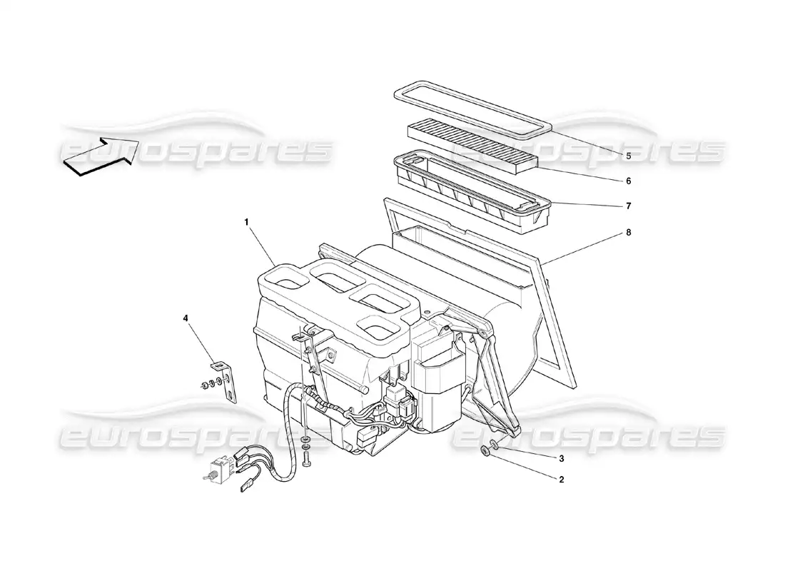ferrari 360 challenge (2000) diagrama de piezas de la unidad de ventilación