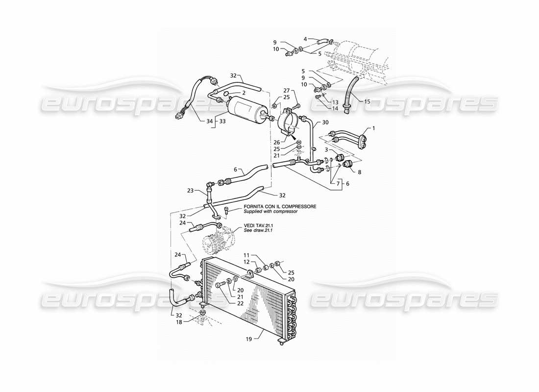 maserati qtp v6 (1996) sistema de aire acondicionado (lhd) diagrama de piezas