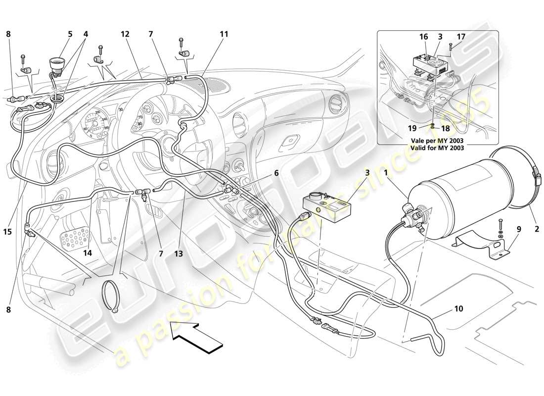 maserati trofeo diagrama de piezas del sistema antiincendios