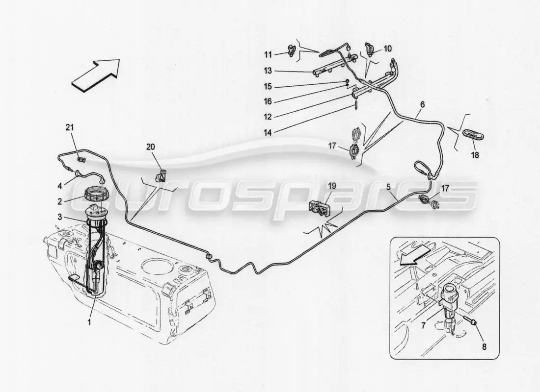 maserati granturismo special edition bombas de combustible y líneas de conexión diagrama de piezas