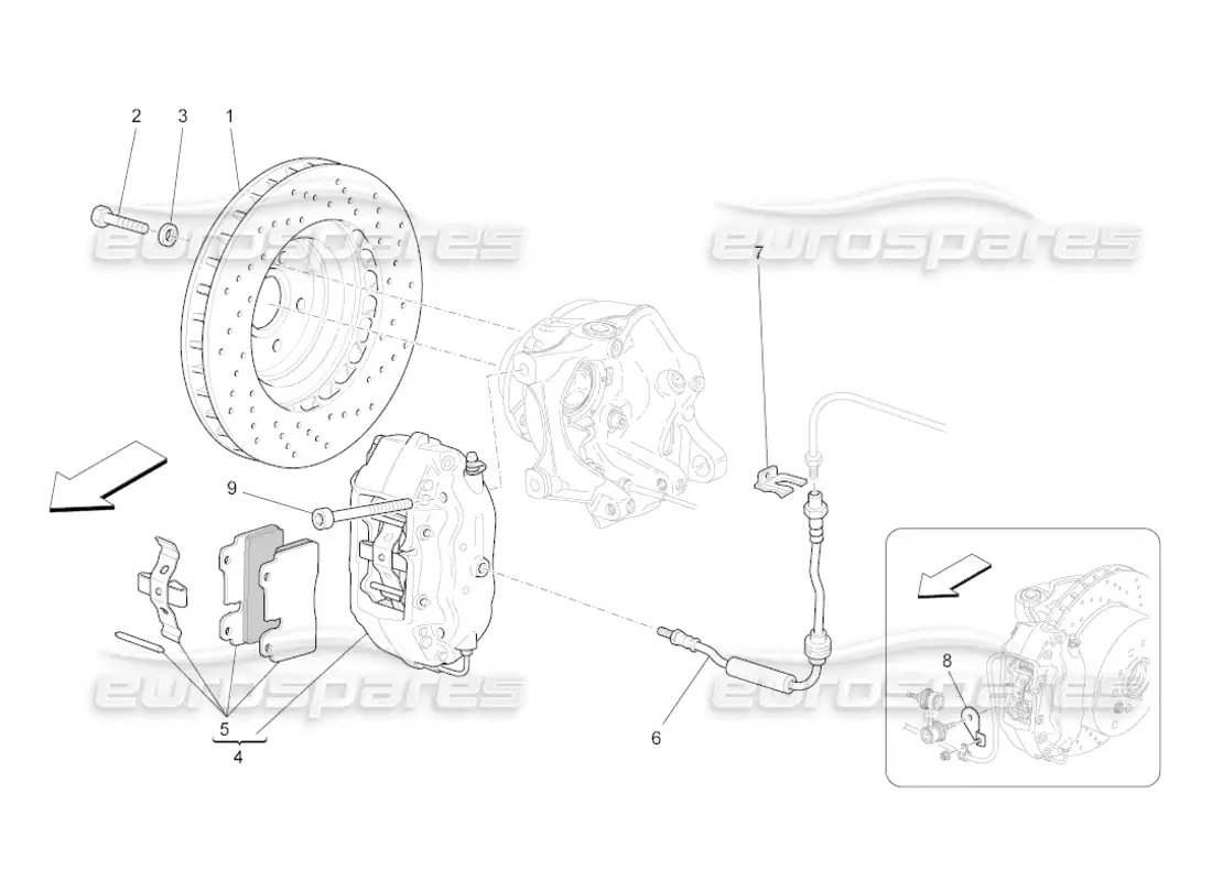 maserati grancabrio (2010) 4.7 braking devices on rear wheels diagrama de piezas
