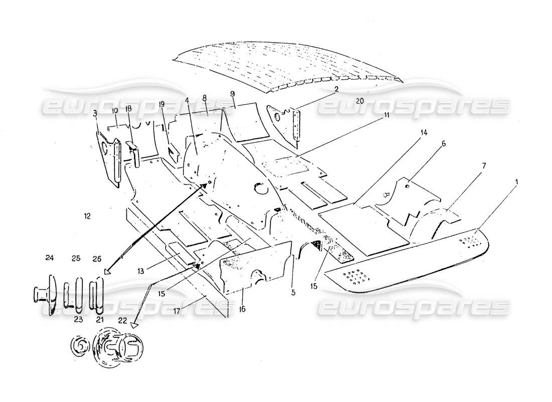 ferrari 330 gt 2+2 (coachwork) diagrama de piezas de alfombras interiores (edición 2 + 3)
