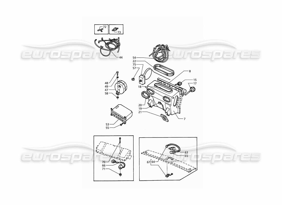 maserati qtp. 3.2 v8 (1999) diagrama de piezas del conjunto de aire acondicionado automático (transmisión izquierda)