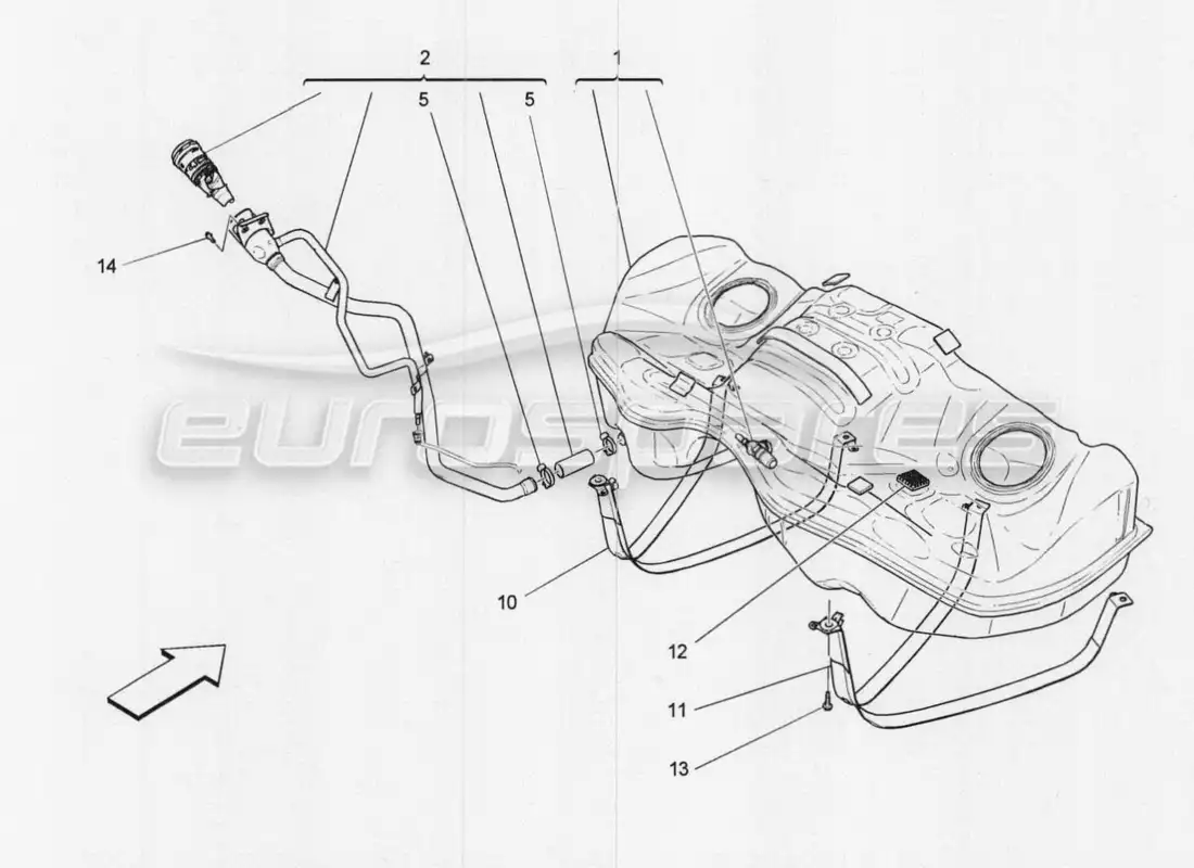 maserati qtp. v8 3.8 530bhp 2014 auto diagrama de piezas del tanque de combustible