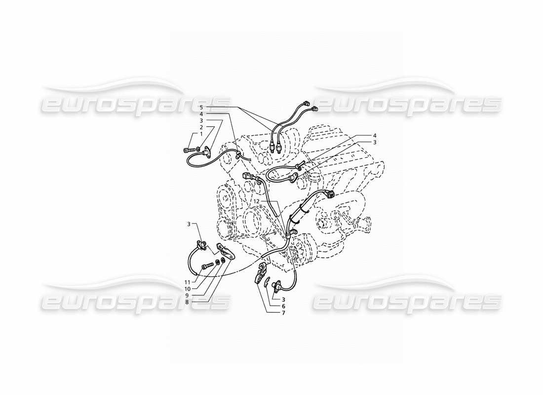 maserati qtp. 3.2 v8 (1999) sincronización del sistema de encendido: diagrama de piezas de los sensores