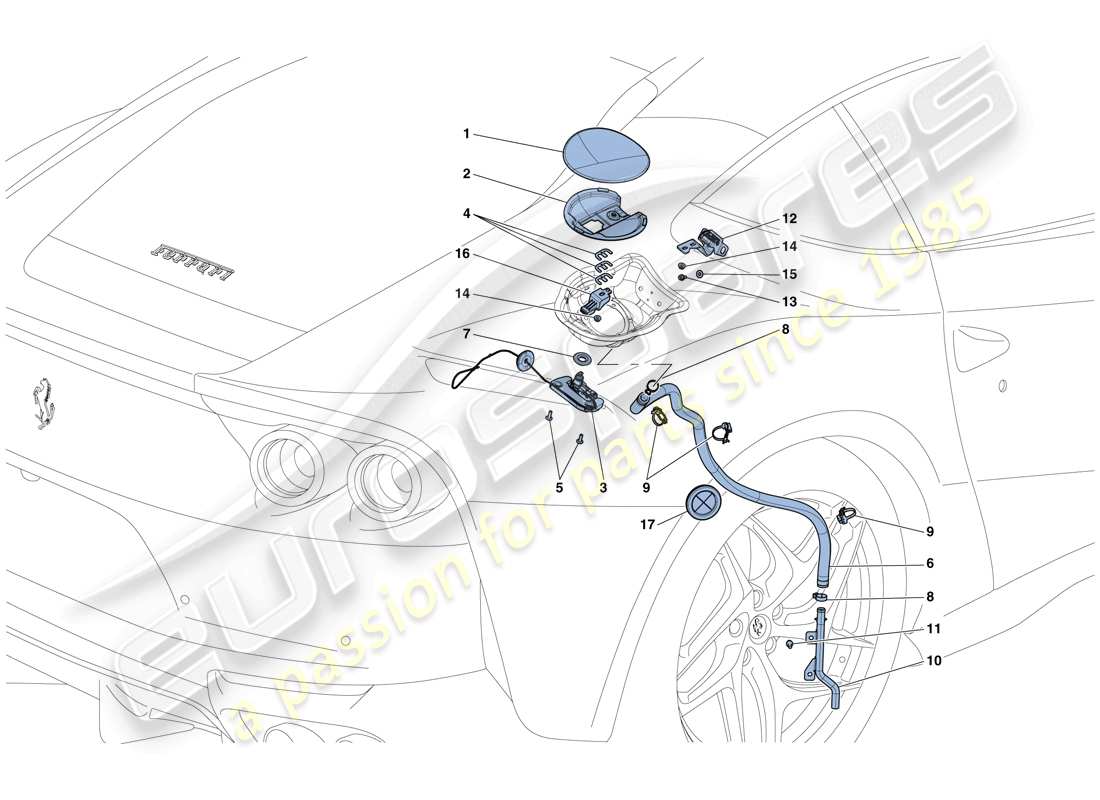 ferrari 812 superfast (usa) tapa de llenado de combustible y controles diagrama de piezas