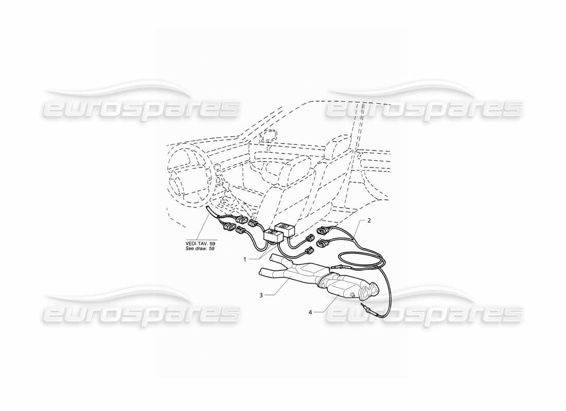 maserati qtp v6 (1996) exhaust system (only japan) part diagram