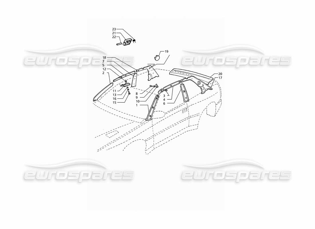 maserati ghibli 2.8 (abs) adornos interiores: pilares diagrama de piezas