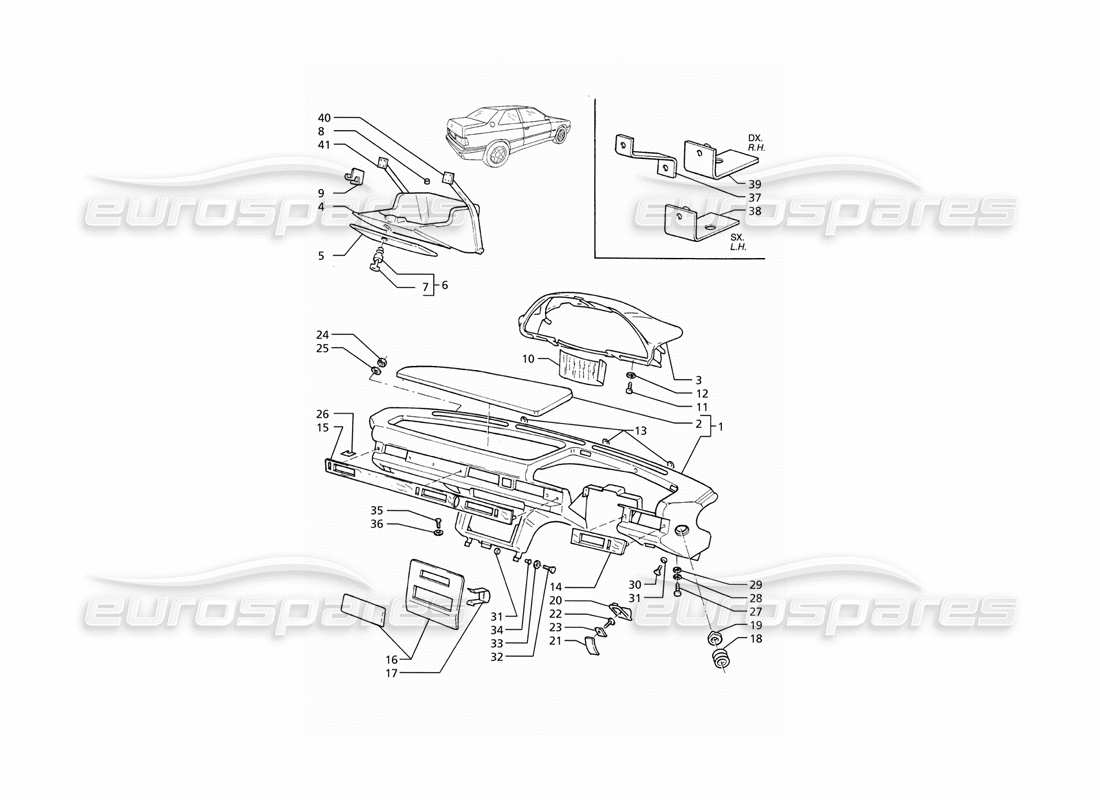 maserati ghibli 2.8 gt (variante) diagrama de piezas del panel de instrumentos (transmisión derecha)