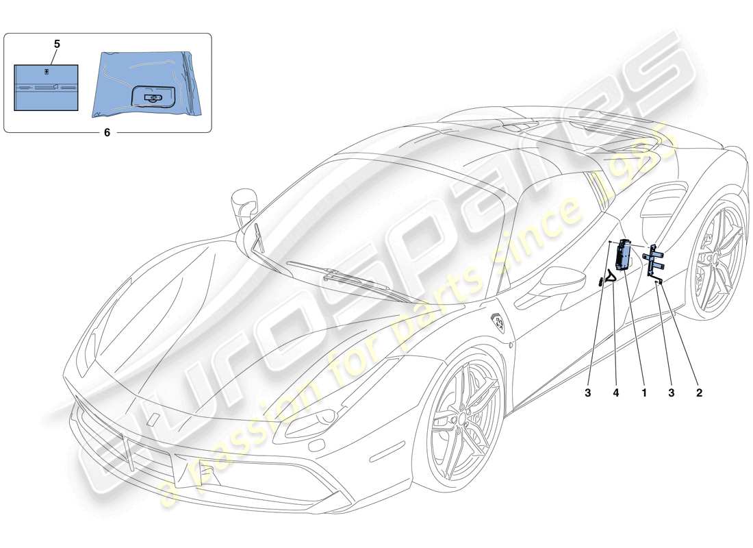 ferrari 488 spider (rhd) diagrama de piezas de telemetría