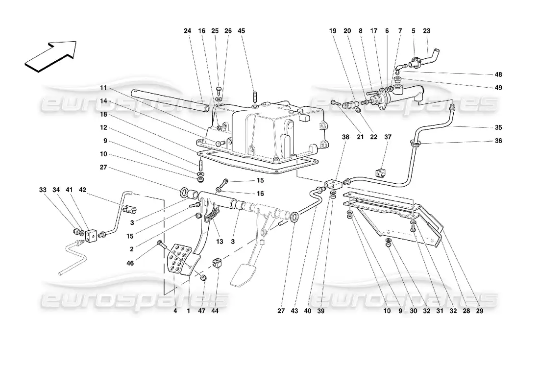 ferrari 355 (2.7 motronic) control de liberación del embrague diagrama de piezas