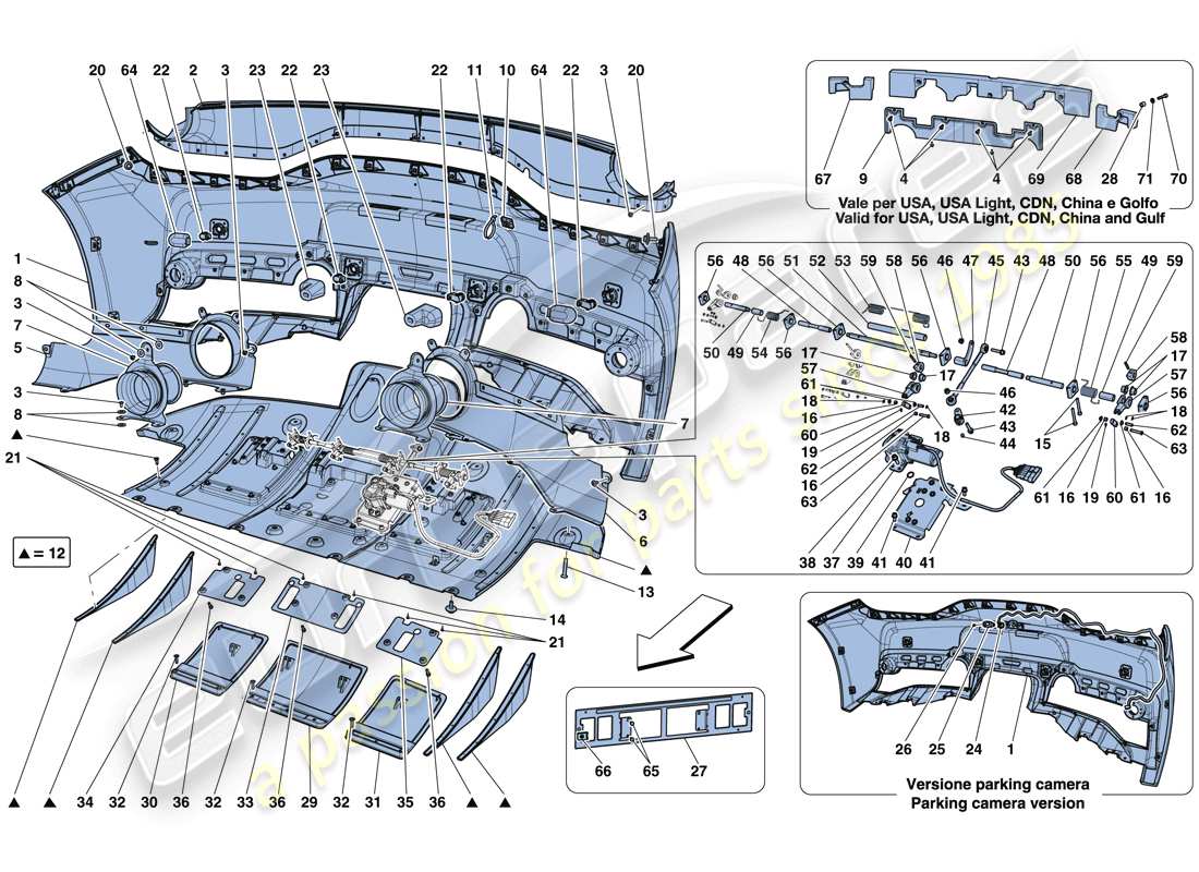 ferrari 458 speciale aperta (usa) diagrama de piezas del parachoques trasero