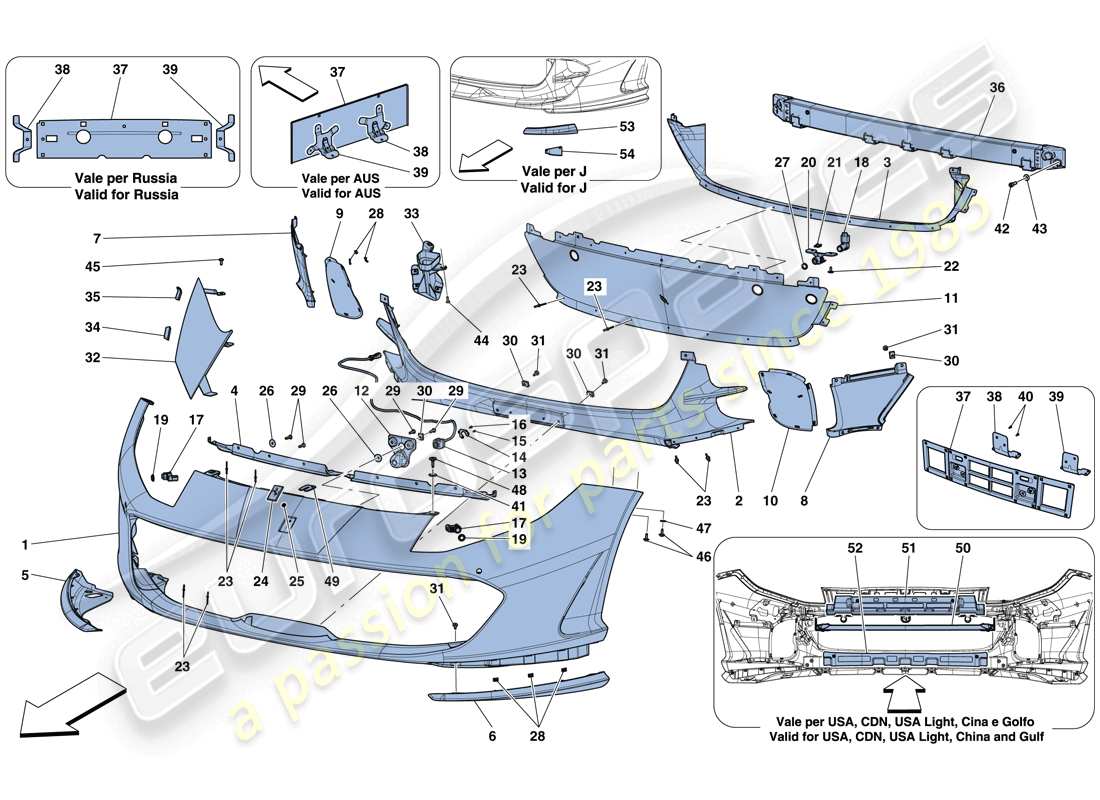 ferrari 812 superfast (usa) diagrama de piezas del parachoques delantero
