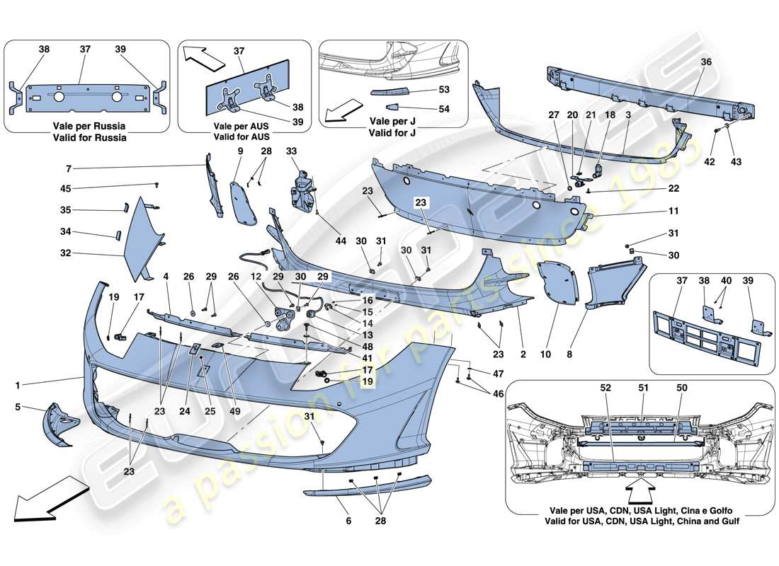 ferrari 812 superfast (usa) parachoques delantero diagrama de piezas