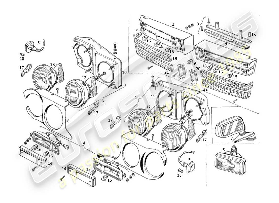 maserati kyalami luces diagrama de piezas