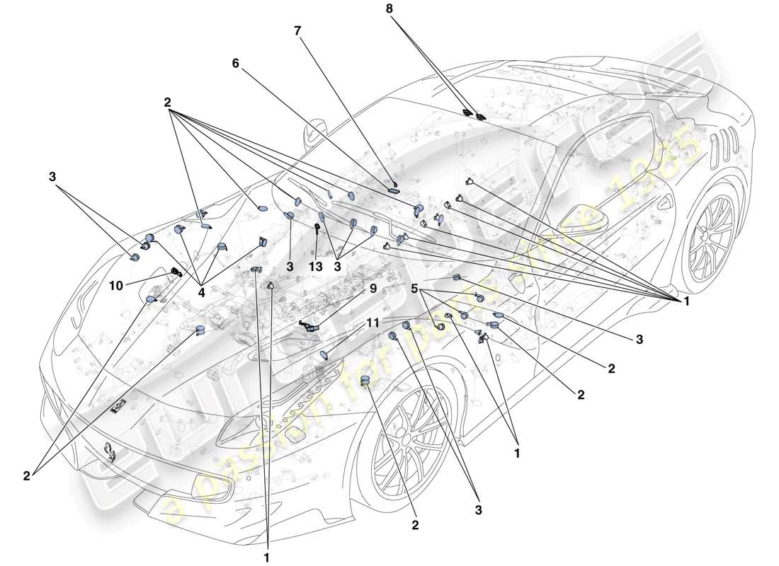 ferrari f12 tdf (europe) fijaciones varias para el sistema eléctrico diagrama de piezas