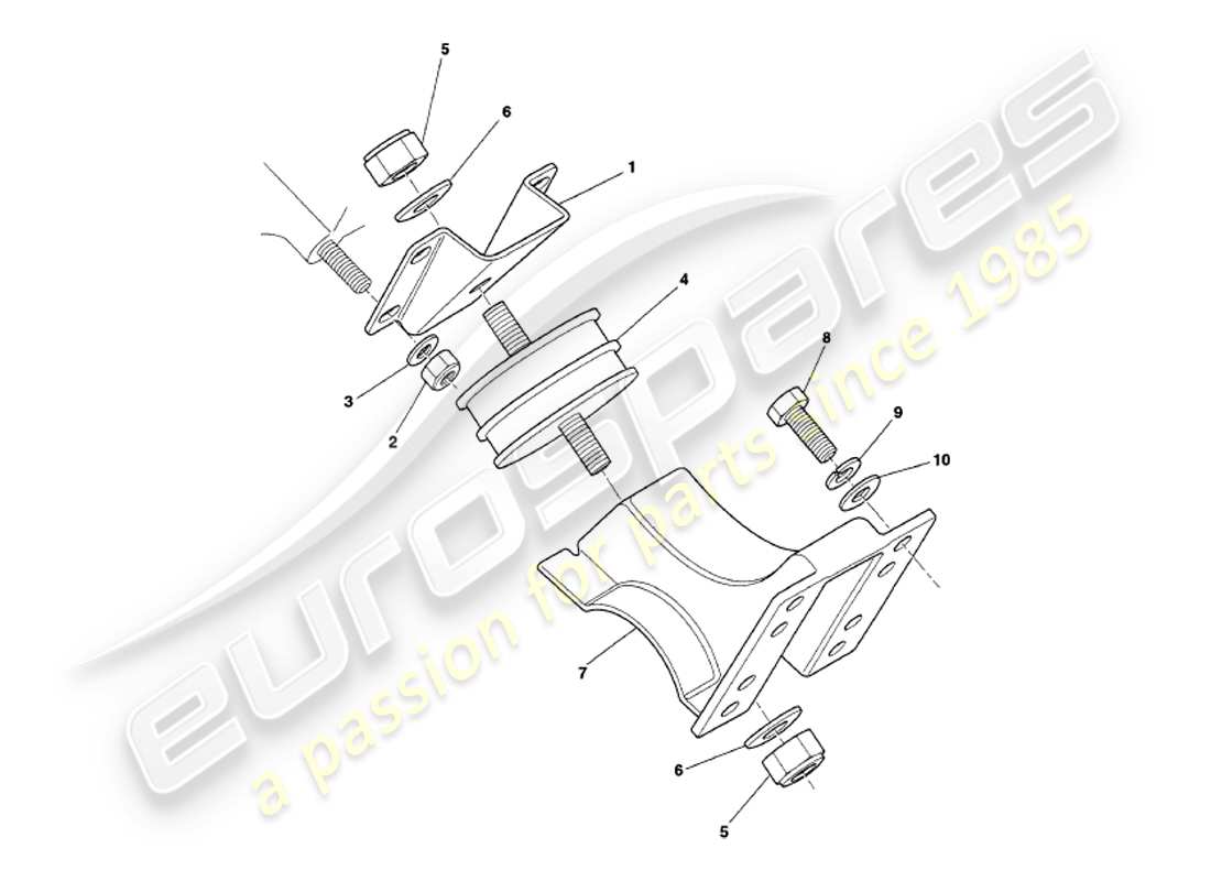 aston martin v8 volante (2000) soportes del motor diagrama de piezas