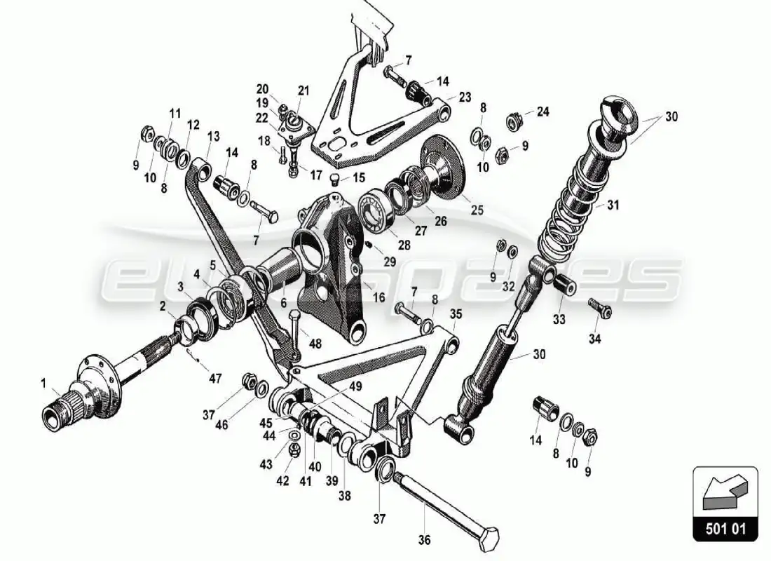 lamborghini 350 gt eje de transmisión trasero diagrama de piezas