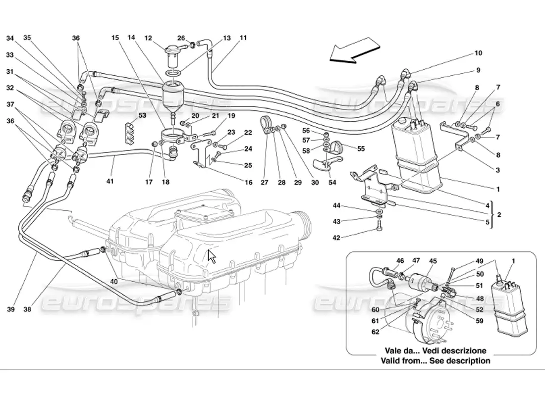 ferrari 360 modena dispositivo antievaporación diagrama de piezas