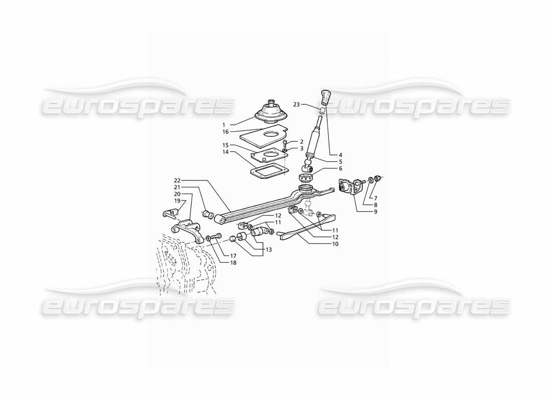 maserati ghibli 2.8 (abs) transmisión getrag 6 velocidad: diagrama de piezas de controles externos
