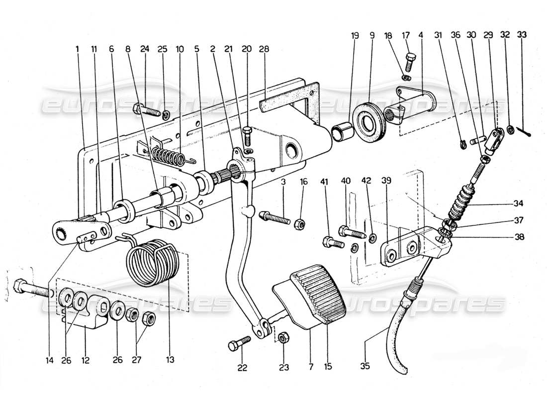 ferrari 365 gtc4 (mechanical) pedal de embrague - revisión (lhd) diagrama de piezas