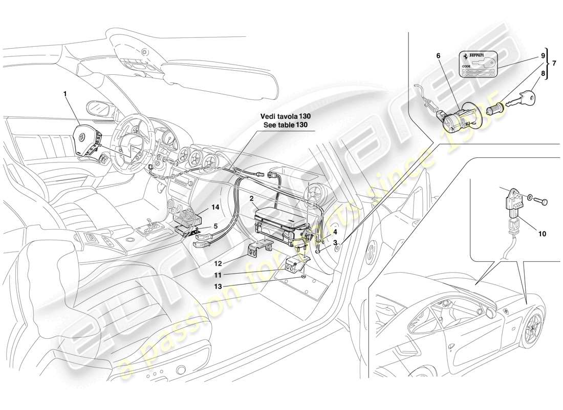 ferrari 612 sessanta (rhd) bolsa de aire diagrama de piezas