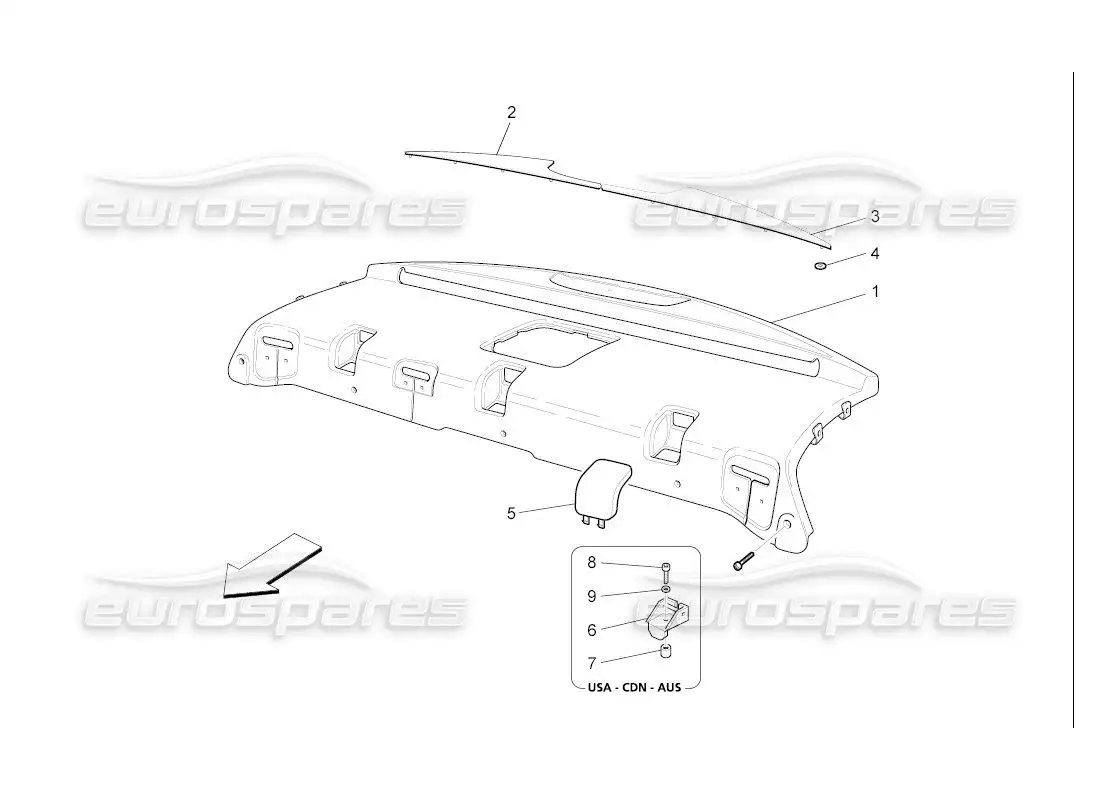maserati qtp. (2007) 4.2 auto estante trasero para paquetes diagrama de piezas